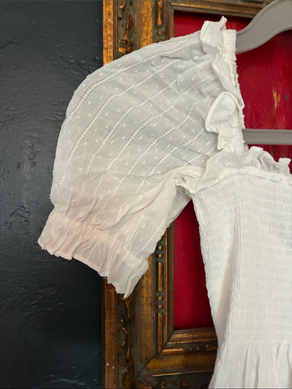 Hill House White Smocked Nap Dress with Ruffled Neck - Picture 3 of 7